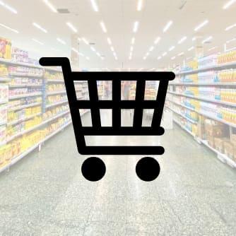 E-Commerce-Warenkorb-Icon vor fotorealistischem Hintergrund