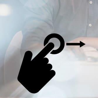 Finger-drückt-Knopf Icon vor abgesoftetem Hintergrund